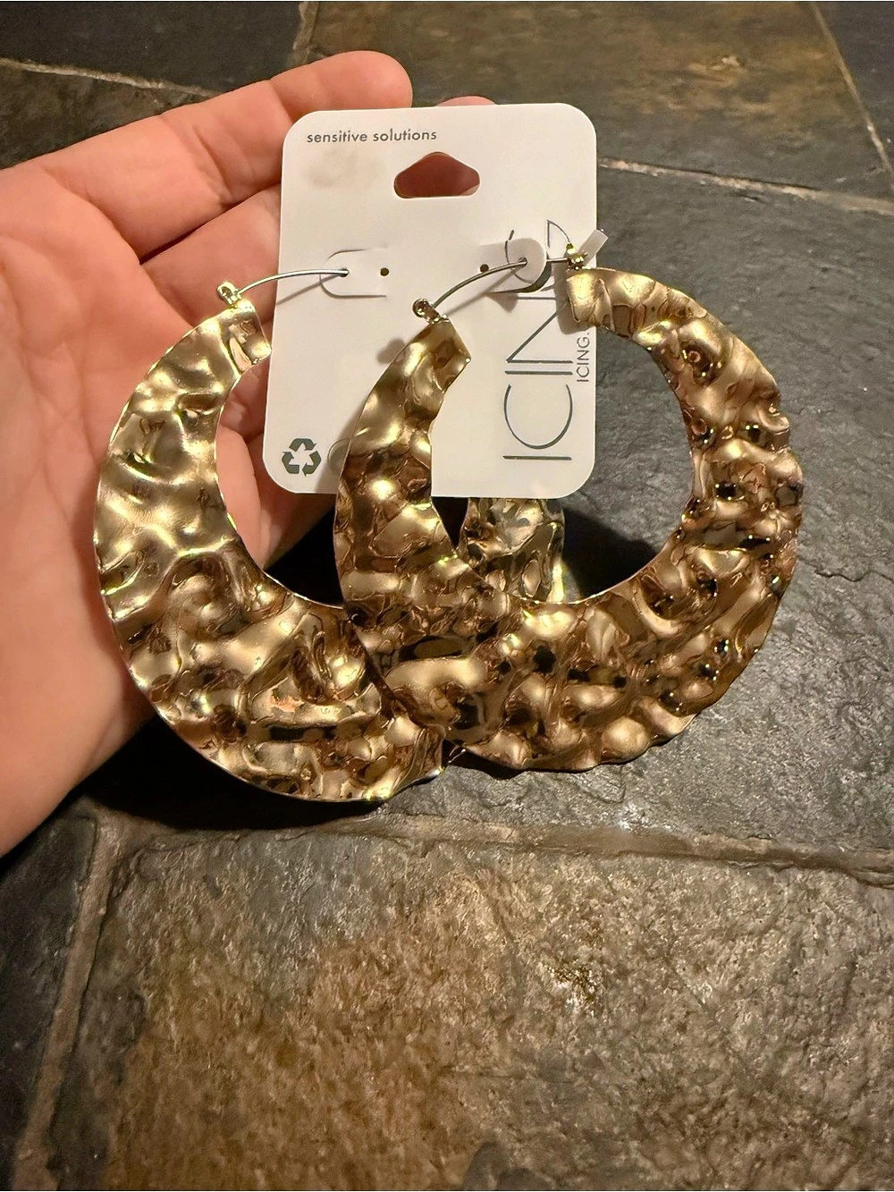 Icing Textured Gold Hoop Earrings NWT